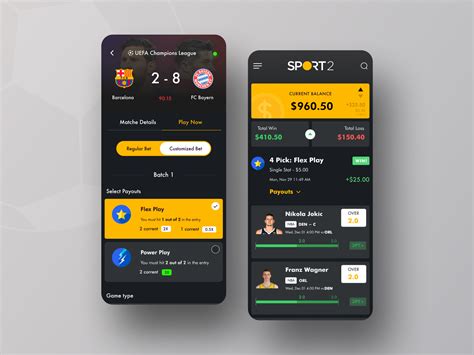 Betting mobile app UI.